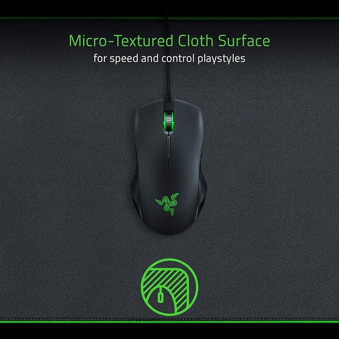 Razer Goliathus Extended Chroma Gaming Mousepad: Customizable Chroma RGB Lighting - Soft Cloth Material - Balanced Control &amp Speed - Non-Slip Rubber Base - Classic Black