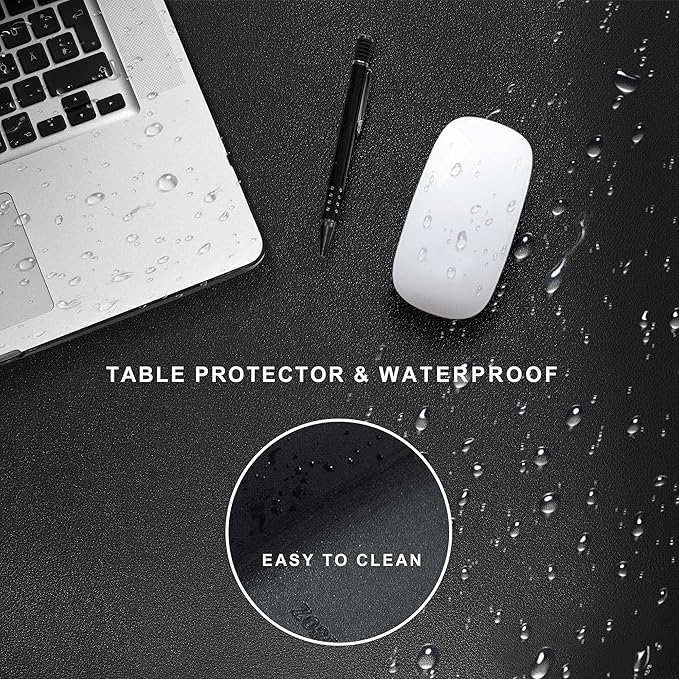 ZORESYN Office Desk Pad 74.8x35.4inch Large Mouse pad Desk Mat Waterproof PU Leather Desk Blotter Protector Desk Accessories with Non Slip Base for Home Office (Black)