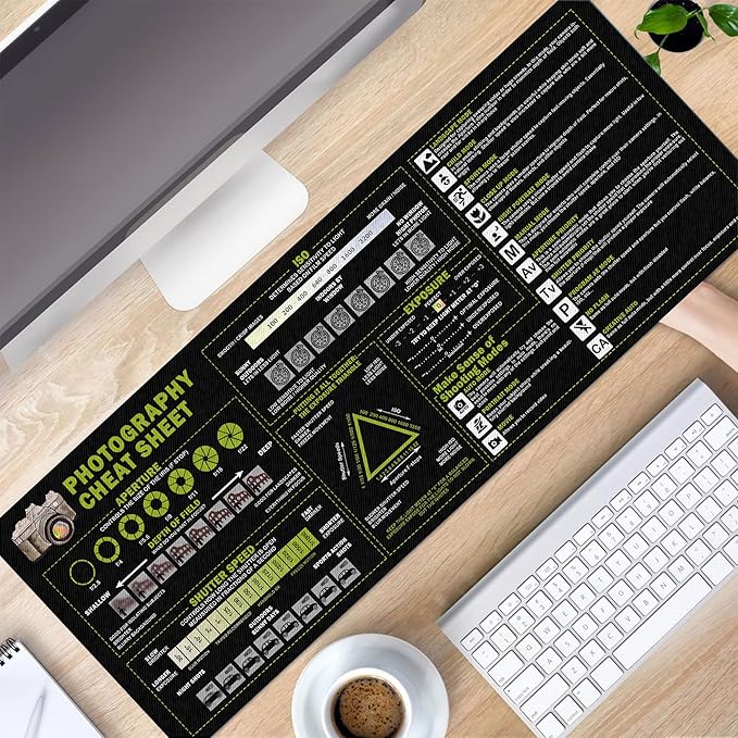 Photography Cheat Sheet Mousepad – Basic Camera Settings Reference for Photography Lovers &amp New Photographers Essential Computer Accessories for Study Work and Reference Purposes NNA