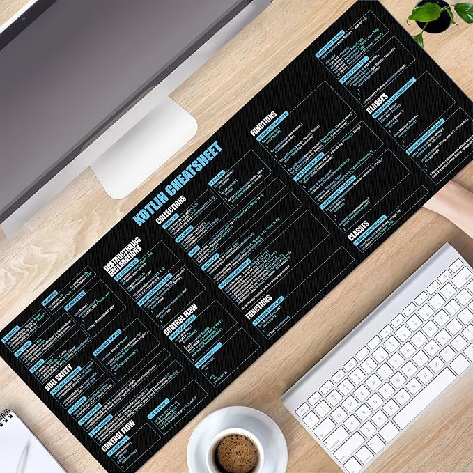 Kotlin Shortcuts &amp Cheat Sheet Mouse Mat Quick Reference for Developers Programmers for Coding &amp Android Development Essential Computer Accessories for Study Work and Reference Purposes