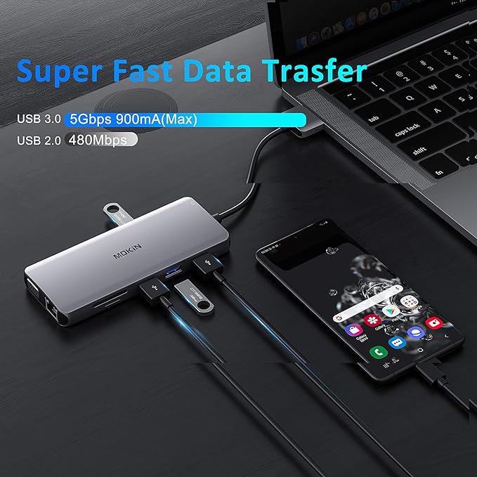 MacBook Pro Docking Station Dual Monitor HDMI Adapter12 in 1 USB C Adapters for MacBook Pro Air Mac HDMI Dock Dongle Dual USB C to DualHDMI VGA Ethernet AUX 4USB SD/TF100W PD