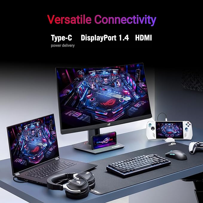 ASUS ROG Strix 32” 1440P USB-C Curved HDR Gaming Monitor (XG32WCS) - QHD 180Hz 1ms Fast VA Extreme Low Motion Blur Sync FreeSync DisplayWidget Tripod Socket AI Technology 3 yr Warranty