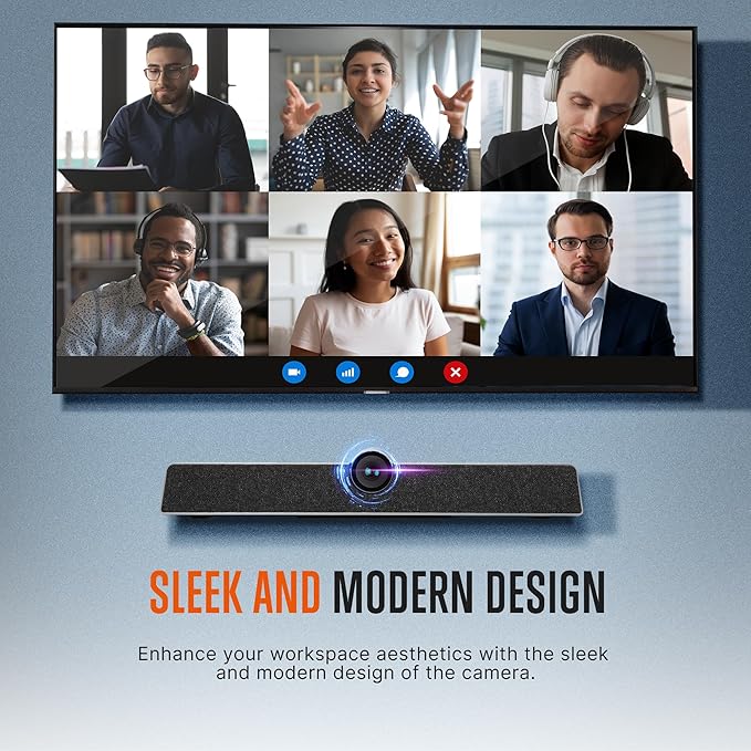 SQUATZ Ultra HD 4K Video Conferencing System with 5X Zoom Wide-Angle Lens Echo Cancellation 8m Voice Pickup 120° FOV - Perfect for Small Conference Rooms Home Offices and Remote Work