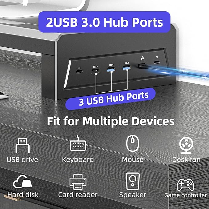 All-in-One Dual Monitor Stand Riser 5USB Ports and WirelessCharging Pad for MonitorsDesk Organizer for PC iMac (Wireless Charging Two-layer 700mm)