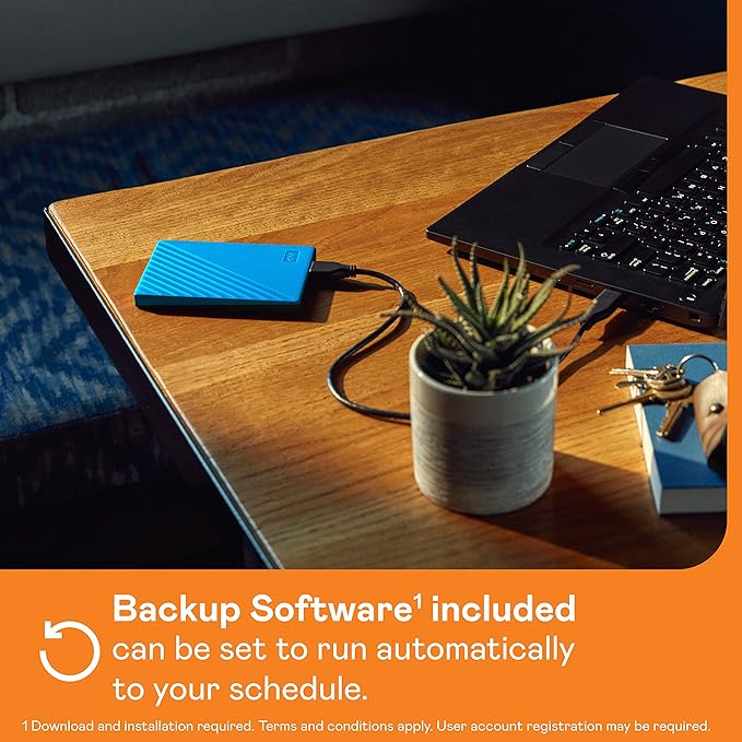 WD 6TB My Passport Portable External Hard Drive Blue Backup Software with Defense Against ransomware and Password Protection USB 3.1/USB 3.0 Compatible - WDBR9S0060BBL-WESN