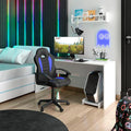 Kid's Gaming and Student Racer Chair with Wheels Lumbar Support High Back Adjustable Rolling Swivel Desk Chair (Blue)