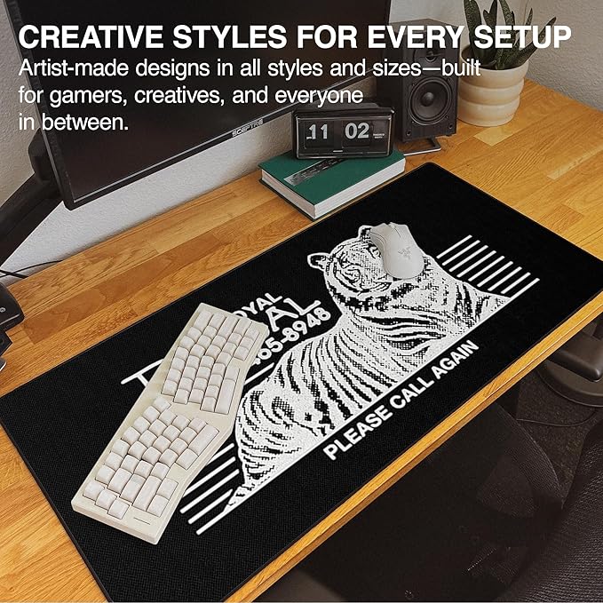 MPCO. Original Large Gaming Desk Mat – 36 x 17 Aeroglyde OZGMX Royal Bengal Black Full Desk Mouse Pad for Smooth Precision – Non-Slip Washable Extra-Large PC Mouse Pad for Gaming Sessions