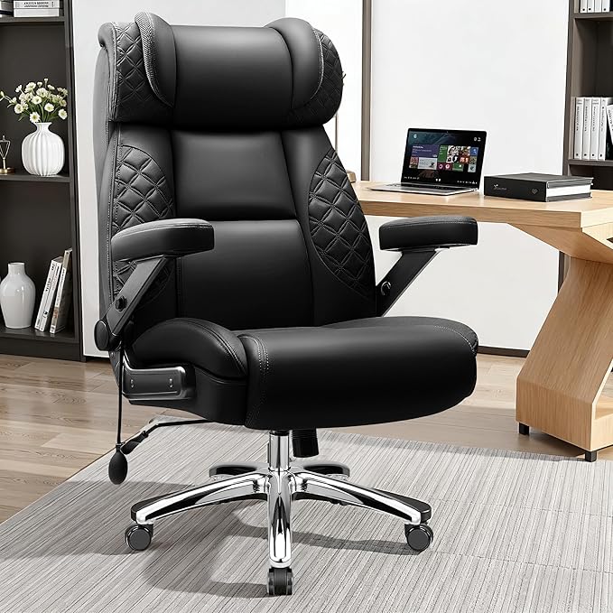 Big and Tall Office Chair Desk Computer Chair for Heavy People Oversized Executive Gaming Chair Extra Wide 500LBS Ergonomic Comfy Office Chair with Adjustable Lumbar Support &amp 5D Flip Arms