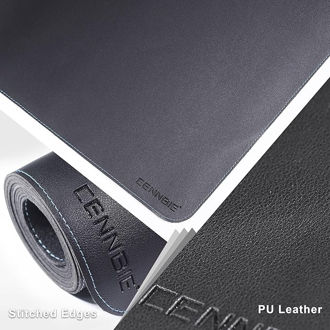 CENNBIE Leather Desk Mat Protector XXL 74.8 x 23.6 Extra Large Leather Office Desk Pad Mat for Full Desk Computer Desk Mat on top of desks - Oversized Large Mouse Pad (Black)