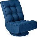 Best Choice Products Reclining Folding Floor Gaming Chair for Home Office Lounging Reading w/ 360-Degree Swivel 4 Adjustable Positions Tufted Cushions - Dark Blue