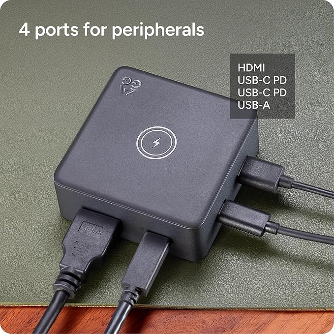 ZAGG 4-Port Hub with Wireless Charging - USB-C PD 100W HDMI 4K USB 10Gbps High-Speed Charging &amp 4K Display for Travel Compatible w/Windows macOS iPadOS ChromeOS Android