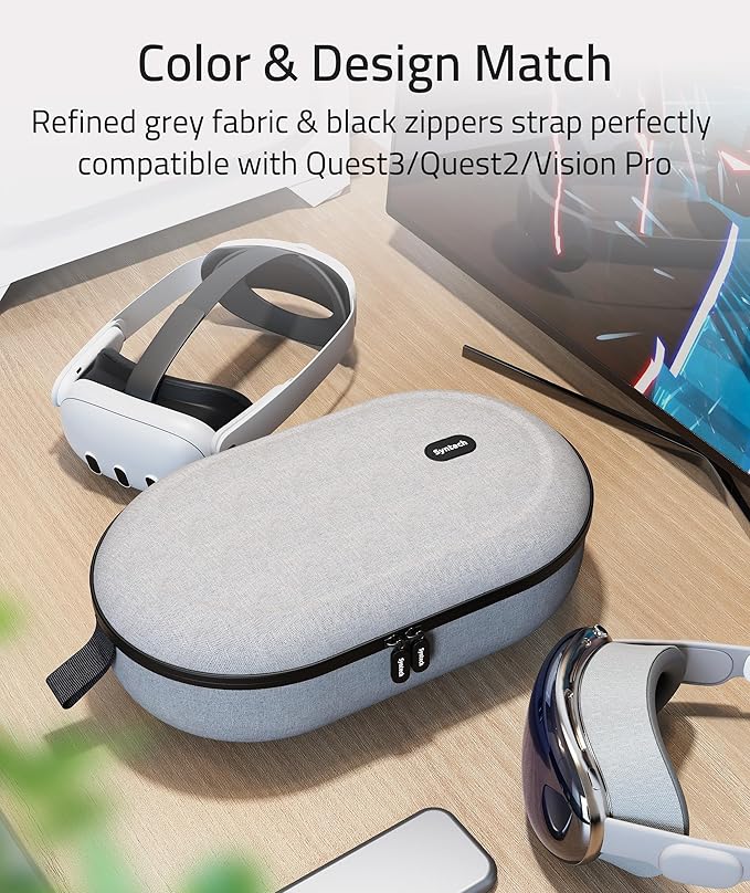 Syntech Hard Carrying Case Compatible with Meta Quest 3S/Quest 3/Oculus Quest 2/VP/Pico4 Accessories VR Headset with Elite Strap Touch Controllers for Travel Storage (Do Not Fit 3rd-party Headstrap)