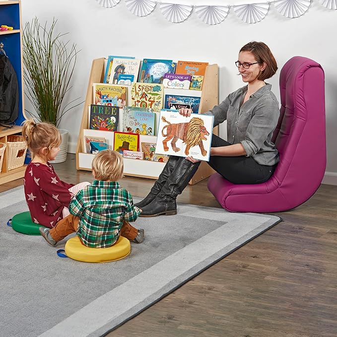 Factory Direct Partners Soft Tufted Floor Rocker - Cushioned Ground Chair for Kids Teens and Adults - Great for Reading Gaming Meditating TV - Raspberry 10488-RS