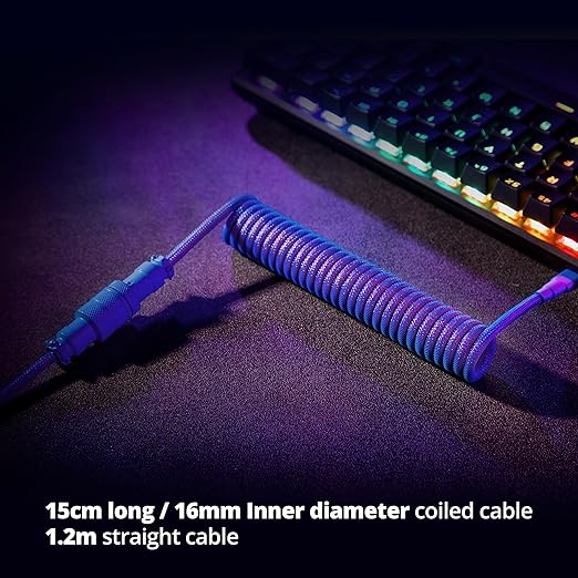 GUNMJO Pro Custom Coiled USB C Cable for Gaming Keyboard Double-Sleeved Mechanical Keyboard Cable with Detachable Metal Aviator 1.5M USB-C to USB-A Nebula Color