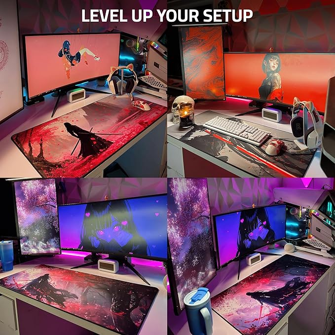 XXL Gaming Mouse Pad 35.4 x 15.7 inch - Water-Resistant &amp Stitched Edges - Large Anime XL Mousepad for Desk - Gamer Accessories Big Full Deskpad Mat Game Mousepads Deskmat