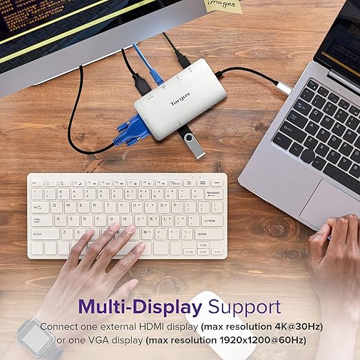 Targus+DOCK419USZ+Docking+Station+-+for+Notebook+-+100+W+-+USB+Type+C+-+3+x+USB+Ports+-+Network+(RJ-45)+-+HDMI+-+VGA+-+Wired