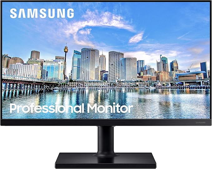 SAMSUNG FT45 Series 24-Inch FHD 1080p Computer Monitor 75Hz IPS Panel HDMI DisplayPort USB Hub Built-in Speakers Height Adjustable Stand 3 Yr WRNTY (LF24T450FZNXGO)Black