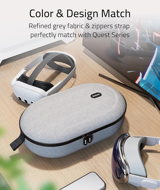Syntech Hard Carrying Case Compatible with Meta Quest 3S/Quest 3/Oculus Quest 2/VP/Pico4 Accessories VR Headset with Elite Strap Touch Controllers for Travel Storage (Do Not Fit 3rd-party Headstrap)