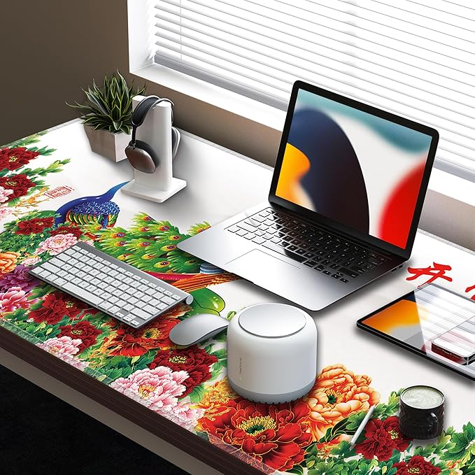 LL-COEUR XXL Landscape Gaming Mouse Pad Computer Keyboard Mat Office Desk Pad (Peacock 47.2 x 23.6 x 0.12)