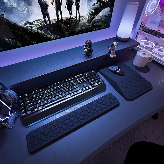 Ospelelf Keyboard Wrist Rest Ergonomic Mouse Pad with Wrist Rest Arm Wrist Rest for Computer Office and GamingBlack