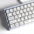 dagaladoo White Topographic Keycap Set MOA Profile PBT Key caps 60 75 100 PercentDye-Sub 129-key Custom Keyboard Keycap for 100% 75% 65% 60% TKL US Layout Mechanical Keyboard