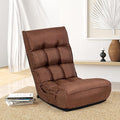 KOMFOTT Folding Floor Chair for Adults Floor Gaming Chair with 5-Position Adjustable Headrest &amp 4-Position Adjustable Backrest Side Pocket Floor Seating Lazy Sofa for Reading Meditating Brown