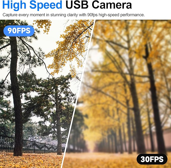 MMlove 1200P USB Camera 4X Optical Zoom Webcam with 2.8-12mm Manual Lens90fps Global Shutter High Speed CameraPlug and Playfor Windows/Mac/Linux/Android Conferencing/Streaming