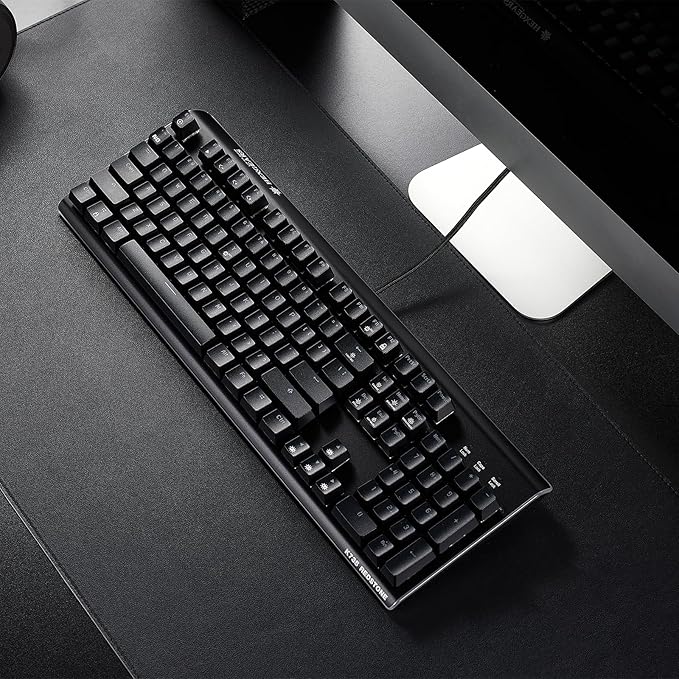 Hexgears GK735 Mechanical Gaming Keyboard Kailh Box White Switch 104 Keys ABS Keycaps Wired Gaming Keyboard with White LED Backlight Ergonomic Design for Windows Laptop PC Mac (No Light Strip)