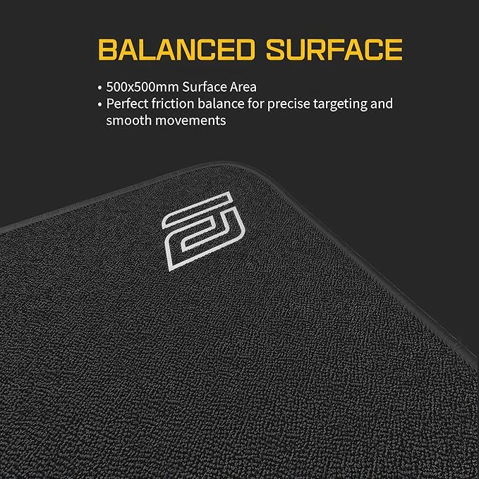 ENDGAME GEAR EM-B Plus Gaming Mouse Pad - 500x500mm 3mm Thick PORON Base Sub-Surface Stitching Eco-Friendly Packaging