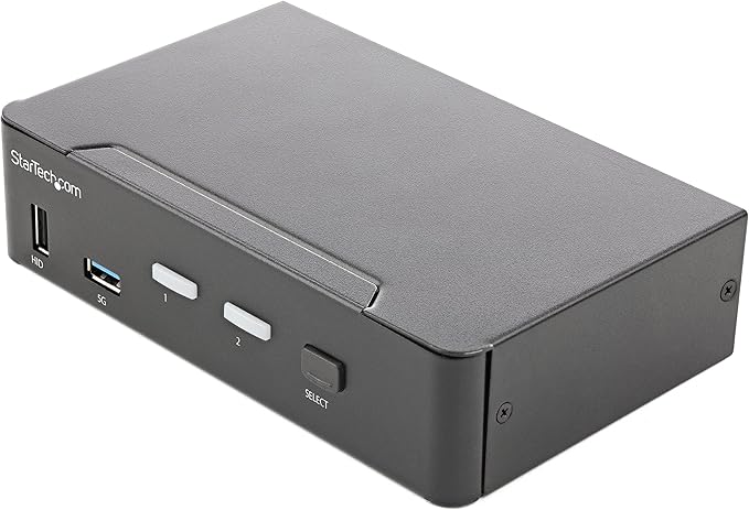 StarTech.com 2 Port HDMI KVM Switch - Single Monitor 4K 60Hz Ultra HD HDR - Desktop HDMI 2.0 KVM Switch with 2 Port USB 3.0 Hub (5Gbps) and 4X USB 2.0 HID Audio - Hotkey Switching - TAA