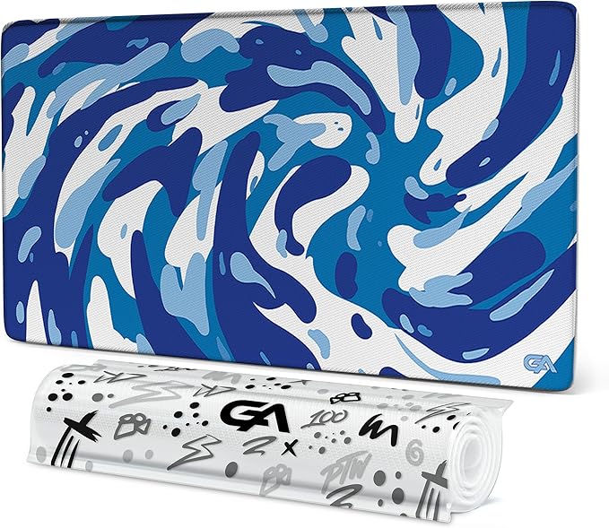 GutzyAiden Swirl Extended Extra Large Mouse Pad | Gaming Setup | Hybrid Polyester Fabric Top | Non-Slip Natural Rubber Base | 5mm Thick | Aqua Swirl | XXL - 36 x 18 |