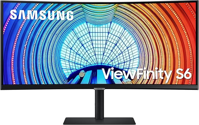 SAMSUNG 34” ViewFinity S65UA Series Ultrawide QHD Curved Monitor HDR10 100Hz 350 nit USB- C Adjustable Stand Intelligent Eye Care LS34A650UBNXGO Black