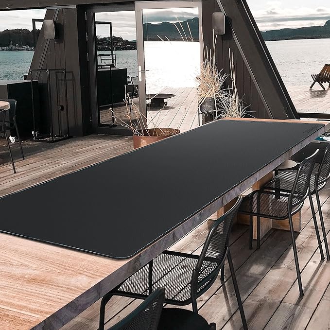 CENNBIE Leather Desk Mat Protector XXL 74.8 x 23.6 Extra Large Leather Office Desk Pad Mat for Full Desk Computer Desk Mat on top of desks - Oversized Large Mouse Pad (Black)