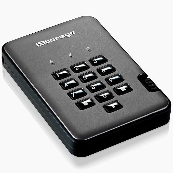 iStorage diskAshur PRO2 HDD 4TB | Secure Portable Hard Drive | FIPS Level 3 Certified | Password Protected | Dust/Water-Resistant | Hardware encryption
