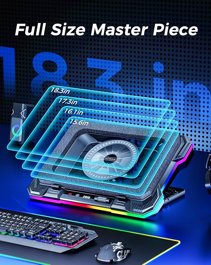 AICHESON 003 Blue Laptop Cooler Pad and K1 12V Gaming Laptop Cooling Pad Set