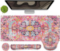 iLeadon 4In1 Desk Mat and Mouse Pad with Wrist Rest Set 35.1 x 15.75-inch Keyboard Wrist Rest Ergonomic Wrist Support for Home &amp Office Working GamingBoho Fuchsia