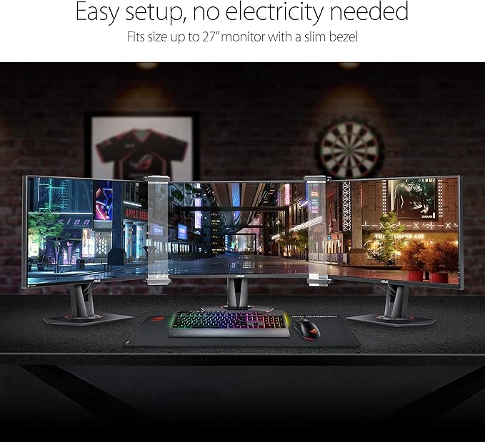 ASUS ABF01 ROG Bezel-Free Kit Universal Multi-Monitor Setup with Optical Micro-Structures Easy Assembly Clear (Set of 2)