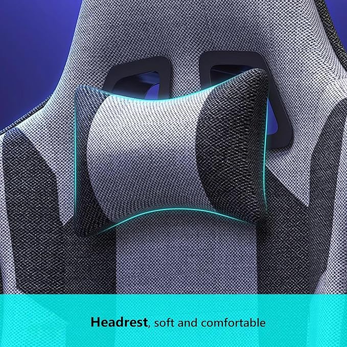 Video Game Chairs with Footrest Comfortable Fabric Gamer Chair for Adults High Back Gaming Chair Reclining Computer Chair with Headrest and Lumbar Support