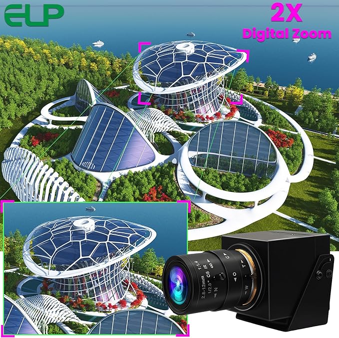ELP 4K USB3.0 HDMI Webcam - 60fps 8MP 4X Zoom Lens (2.8-12mm) Close-up H.264 Telescope Industrial CCTV