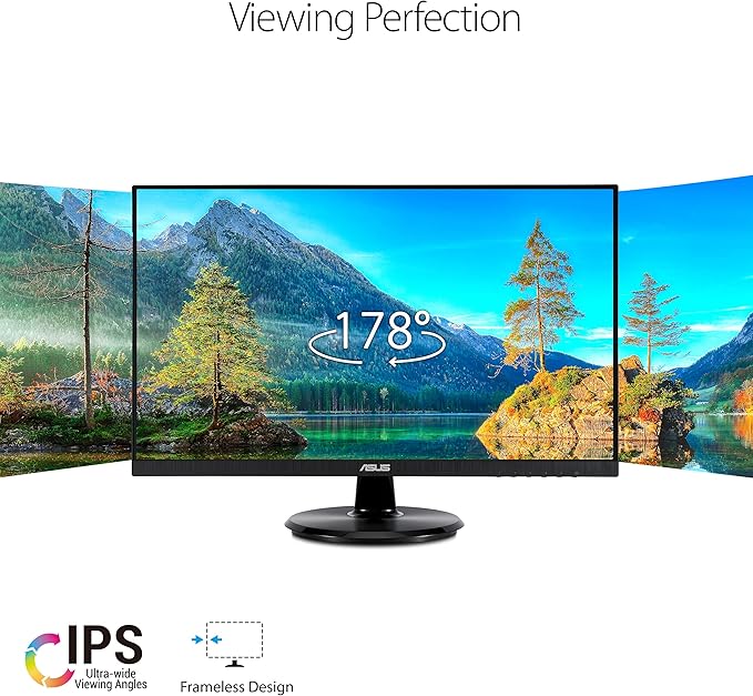 ASUS 23.8” 1080P Monitor (VA24DCP) - Full HD IPS 75Hz USB-C 65W Power Delivery Speakers Adaptive-Sync/FreeSync Low Blue Light Flicker Free VESA Mountable Frameless HDMI