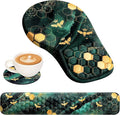 EYROZILL 3 in 1 Ergonomic Mousepad and Keyboard Wrist Rest Mouse Pad with Wrist Support Massage Design Keyboard Wrist Rest and Mouse Pad Set for Home Office (Green Bee)