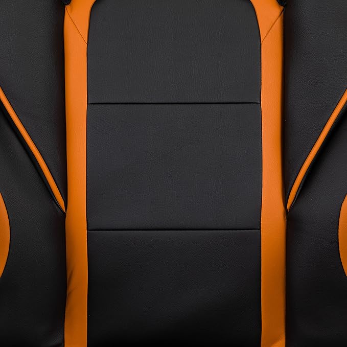 Flash Furniture X40 Gaming Chair Racing Ergonomic Computer Chair with Fully Reclining Back/Arms Slide-Out Footrest Massaging Lumbar - Black/Orange