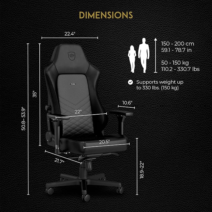 noblechairs Hero Gaming Chair/Office Chair with Lumbar Support PU Faux Leather Black
