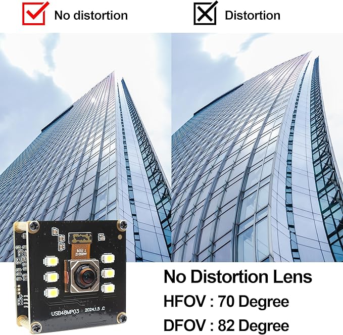 MMlove 48MP USB Camera Module 4K 30FPS Color Night Vision High Speed Autofocus Webcam Lightburn Camera 70° Viewing Angle Industrial Security Webcam for Face Recognition StreamingPC/Laptop