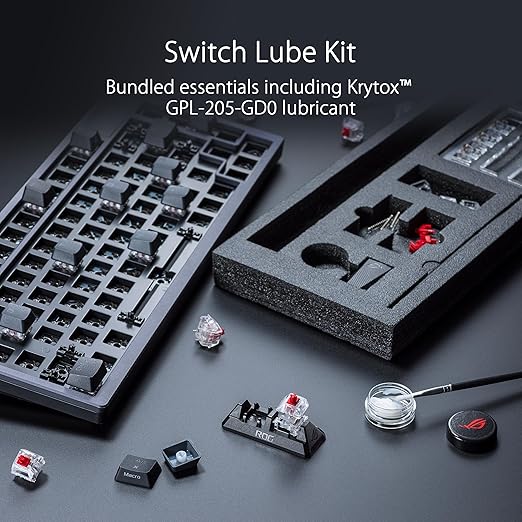 ASUS ROG Azoth Wireless Mechanical Gaming Keyboard – 75% TKL Tri-Mode Connectivity Hot Swappable Pre-lubed ROG NX Snow Linear Switches PBT Keycaps RGB OLED Display PC/Mac Support - White