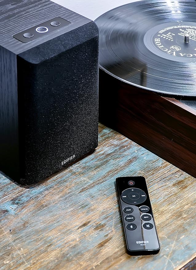 Edifier M601DB Bookshelf Coaxial Bluetooth with Optical &amp Auxiliary Speakers with 8 Inch Wireless Subwoofer 2.1 Computer System Bluetooth 5.1 AptX110W RMS Black