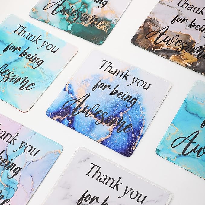 12 Pcs Employee Appreciation Gift Bulk Mouse Pad Thank You for Being Awesome Gifts Non Slip Laptop Computer Marble Mouse Pad Thank You Gifts for Coworkers Employee Office Supplies