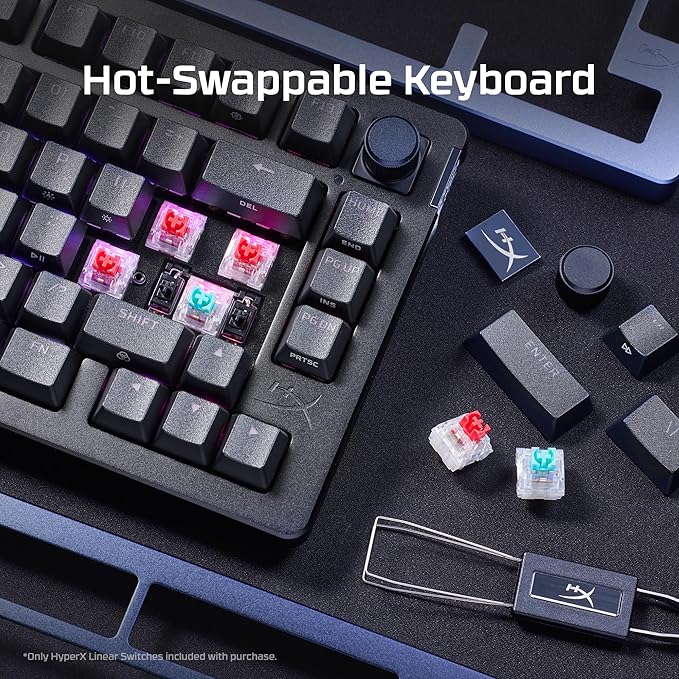 HyperX Alloy Rise – Hot-Swappable Mechanical Gaming Keyboard PC Ambient Light Sensor Gasket Mounted HyperX Linear Switches