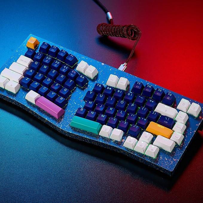 Hexgears F2 - Aluminum Custom Mechanical Keyboard Split Alice 83 Key Layout Ergonomic Keyboard Hot Swappable Creamy Linear Switch BT5.0/2.4GHz/USB-C RGB Backlit for Win/Mac (Color Blue)