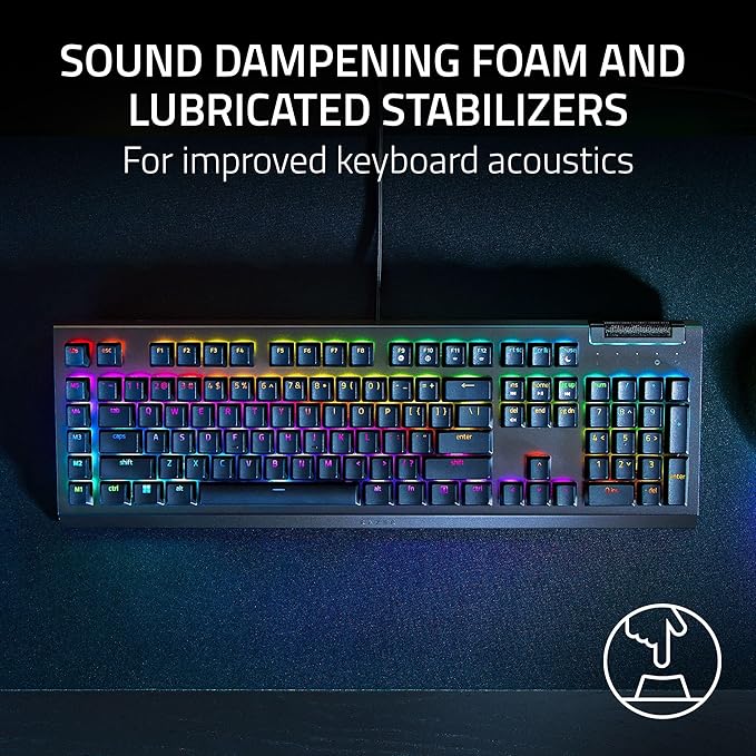 Razer BlackWidow V4 X - Mechanical Gaming Keyboard: Green Switches Tactile &amp Clicky 6 Dedicated Macro Keys Chroma RGB Doubleshot ABS Keycaps Media Controls Sound Dampening &amp Stabilizers (